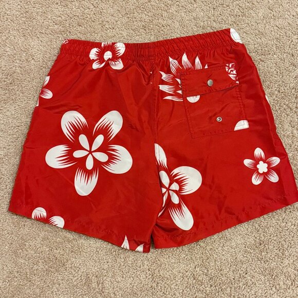 Bather Red Coastal Floral Swim Trunk - Medium Excellent Condition - Picture 2 of 3
